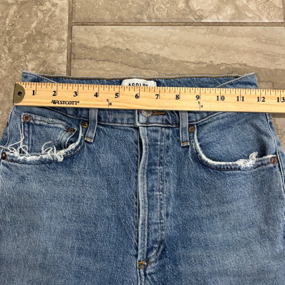 AGOLDE Riley Long High Rise Straight Leg Jeans Blue Size 24 A9090B-1554 - Picture 13 of 14